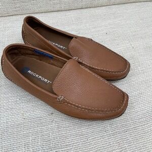 Rockport Womens Tan Pebbled Leather Washable Loafers Driving Mocs APW2386F 7W